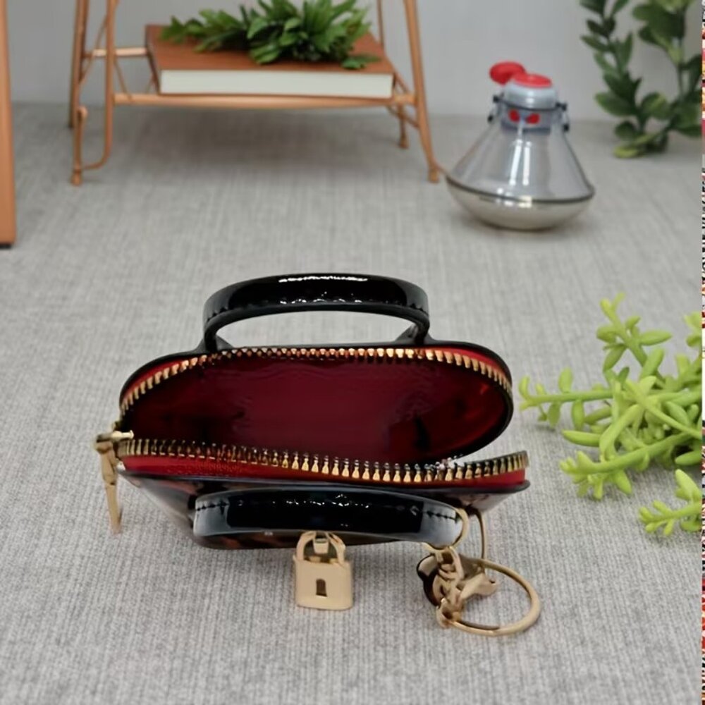 🔥 Classy Leopard style Mini Handbag Keychain Coin Purse Charm w/ Gold Accent - Picture 3 of 6